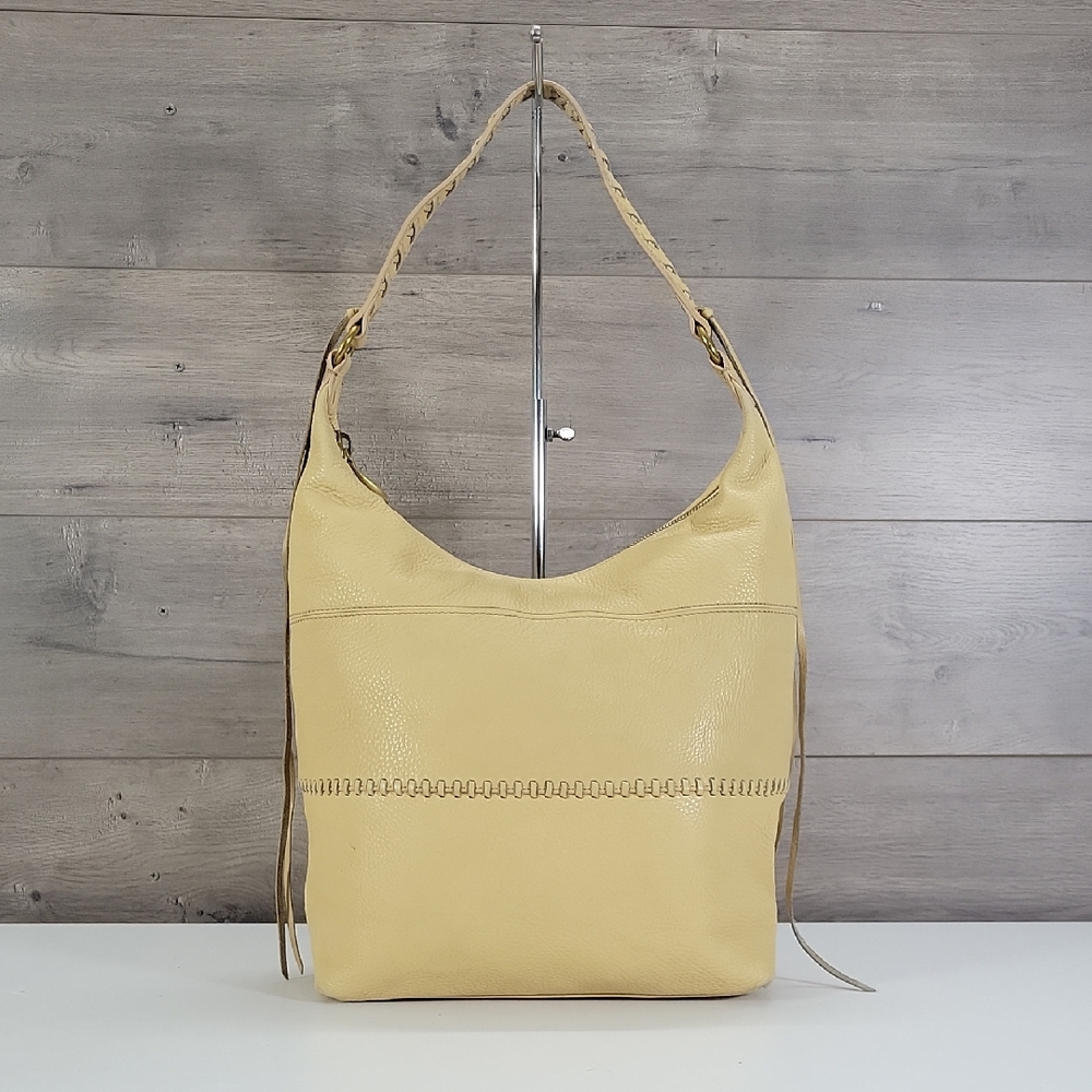 Hobo Cream Pebble Leather Hobo Shoulder Bag